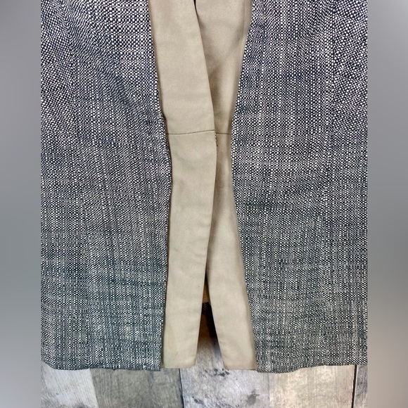 Max Mara Tweed Leather Trim Tie Waist Blazer in Grey Multi Size 10. - Picture 3 of 9